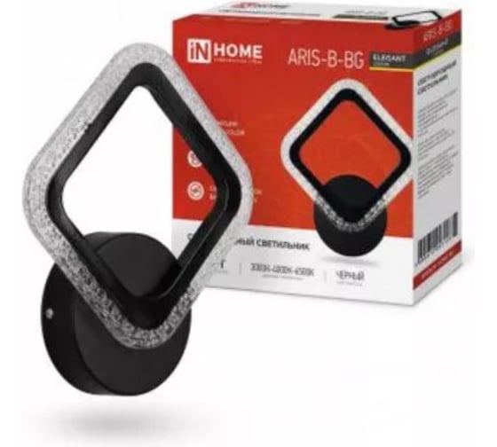 Изображение товара Светильник светодиодный IN HOME ELEGANT ARIS-B-BG 15Вт 230В 3000-6500K 1200Лм STEP COLOR черный 4690612043128