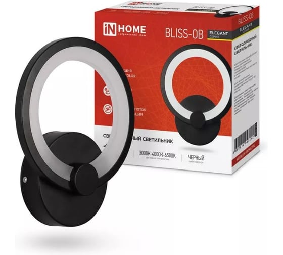 Изображение товара Светильник светодиодный IN HOME ELEGANT BLISSAR-B 15Вт 230В 3000-6500K 1200Лм STEP COLOR черный 4690612043142