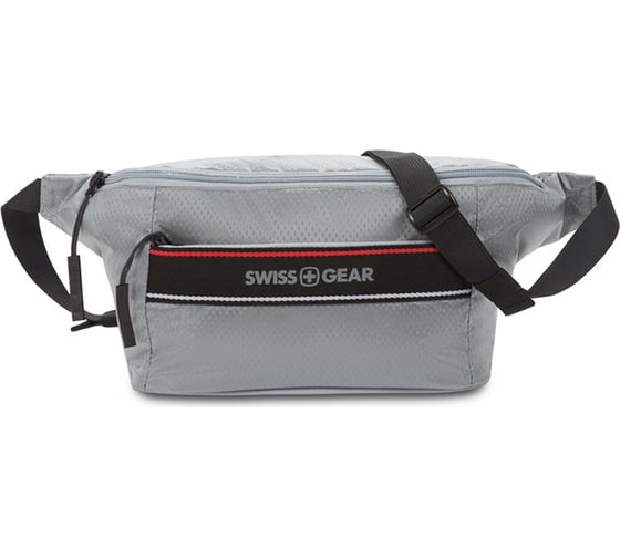 Изображение товара Сумка на пояс SWISSGEAR светло-серая, полиэстер с плетением рип-стоп, 38x5x15 см 3991404521