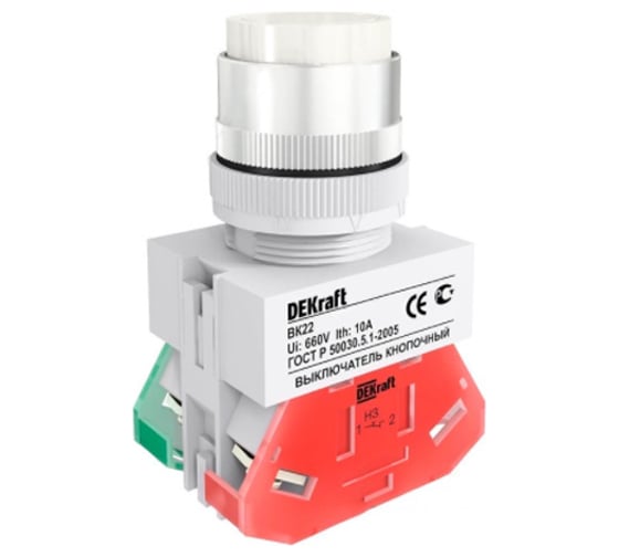Изображение товара Кнопочный выключатель Dekraft ВК22-ABFP-WHI 25133DEK