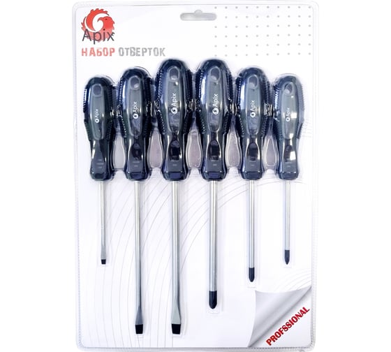 Изображение товара Набор отверток APIX магнитный зацеп, 6 предметов 63232