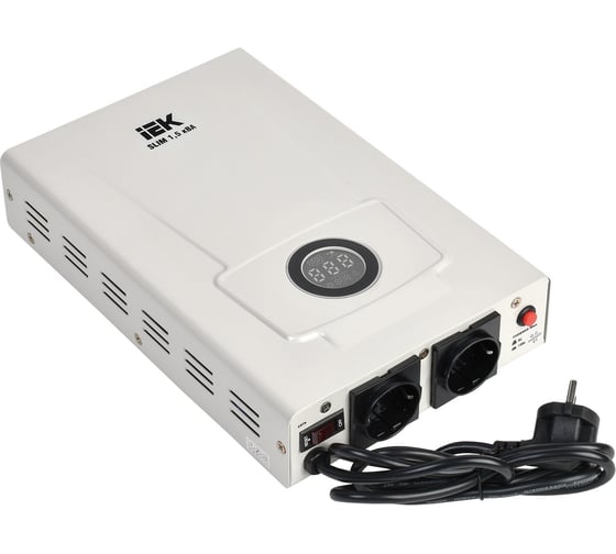 Изображение товара Однофазный стабилизатор напряжения IEK, настенный 1,5кВА SLIM IVS22-1-D15-09