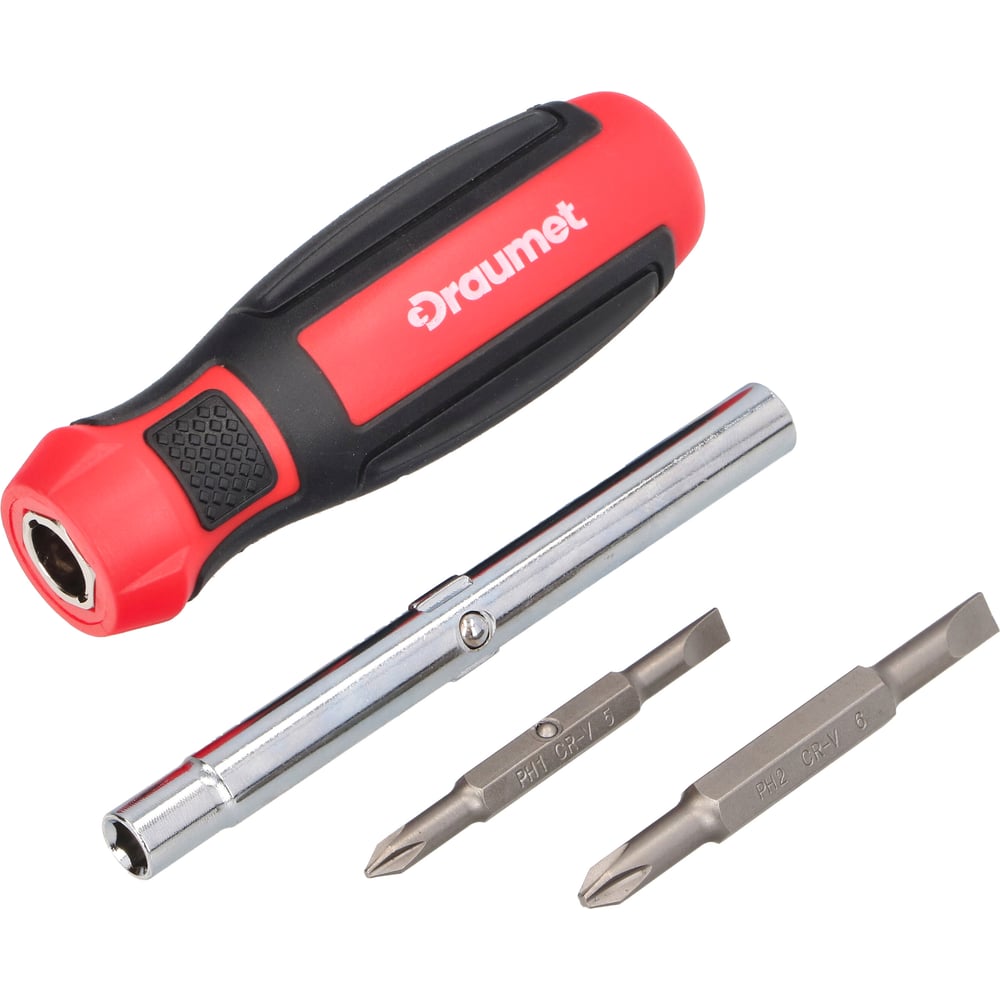 Изображение товара Отвертка 6-в-1 DRAUMET PH1 PH2 SL 5 6 HEX 6 8 мм D342-50