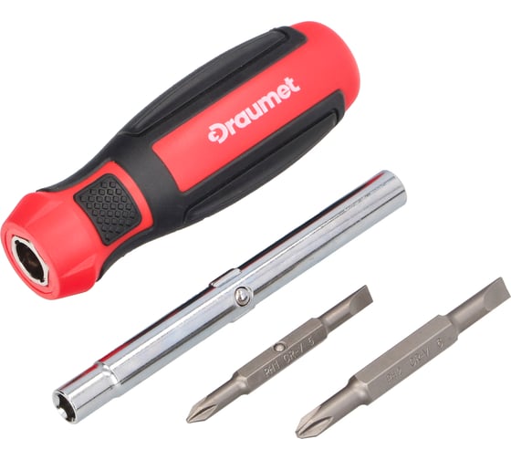 Изображение товара Отвертка 6-в-1 DRAUMET PH1, PH2, SL 5 мм, SL 6, HEX 6 и 8 мм D342-50