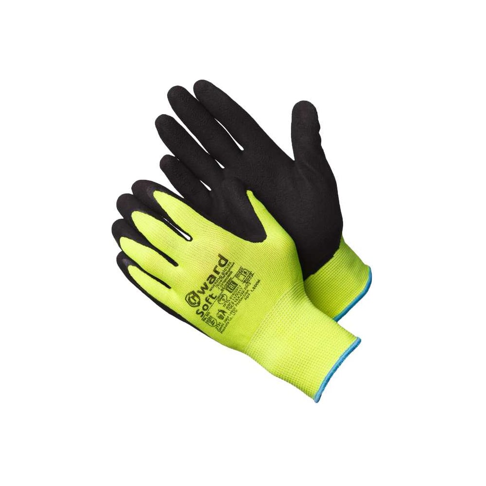 Изображение товара Нейлоновые перчатки Gward Soft с латексным покрытием, XL, 12 пар, универсальные