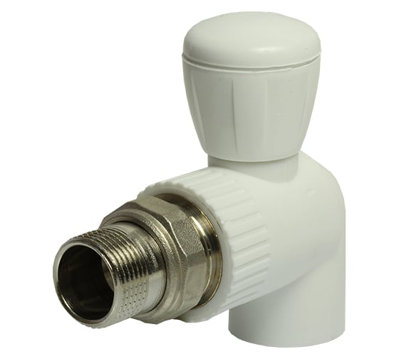 Изображение товара Шаровой кран VRT американка, 20-1/2", угловой, EVER plast, белый 542466