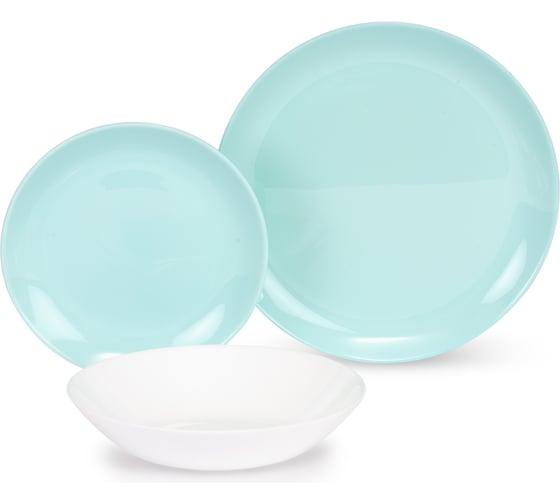 Изображение товара Набор столовый LUMINARC ДИВАЛИ Тюркуаз-белый, 18 предметов P5912