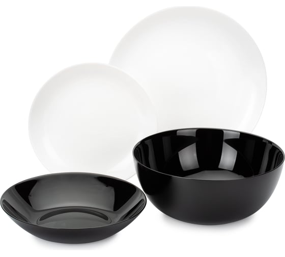 Изображение товара Набор столовый LUMINARC ДИВАЛИ черно-белый, 19 предметов P4360