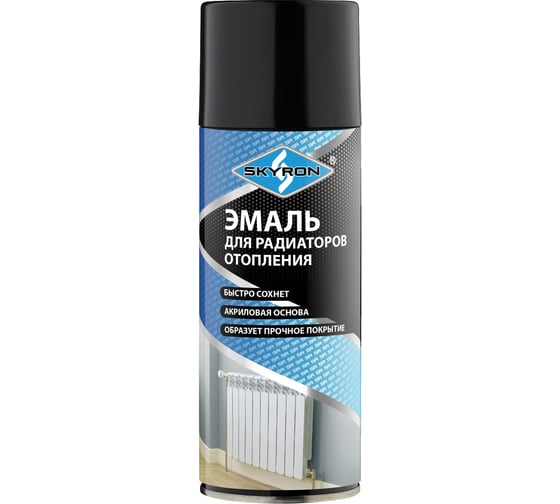 Изображение товара Эмаль для радиаторов отопления SKYRON чёрная, полуматовая, аэрозоль, 520 мл SR-50003