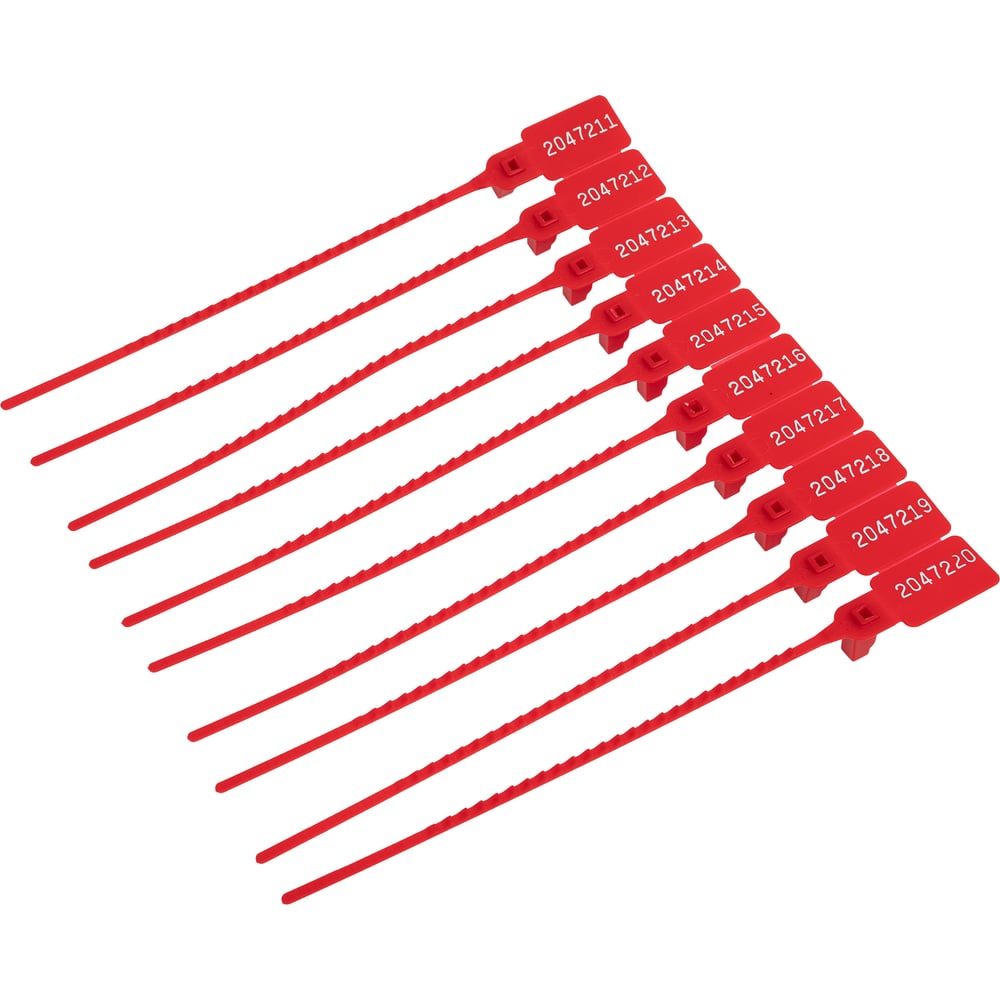 Изображение товара Пломба пластиковая номерная красная 165 мм, 50 шт от ООО Пломба.Ру