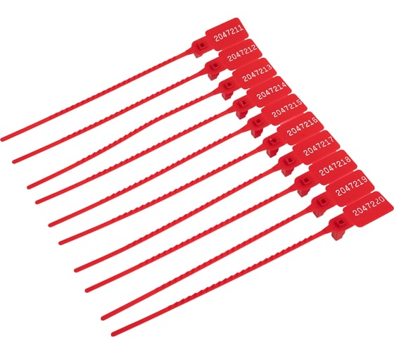 Изображение товара Пломба пластиковая номерная ООО Пломба.Ру L 165 мм, Цвет красный 50 шт, УП-165, 1006417