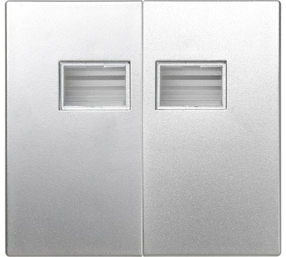 Изображение товара Декоративная сменная клавиша для двухклавишного выключателя с подсветкой Simon, 2 шт, S44 Aqua, алюминий 4400026-033