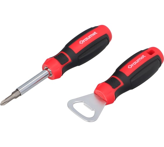 Изображение товара Набор отвертка 6-в-1 DRAUMET PH1, PH2, SL 5 мм, SL 6 мм, HEX 6 и 8 мм и открывашка D342-51