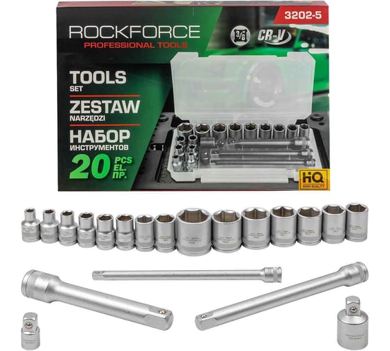 Изображение товара Набор инструментов Rockforce 3/8", 20 предметов RF-3202-5(60270)