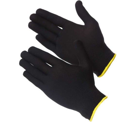Изображение товара Перчатки нейлоновые Gward Touch Black черного цвета, без покрытия, размер L, 12 пар в упаковке NP1001/L12
