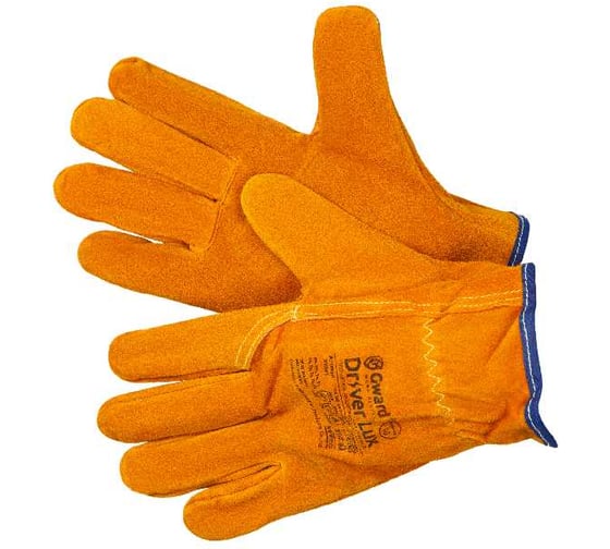 Изображение товара Перчатки из спилка Gward Driver Lux оранжевого цвета, прошиты огнеупорной нитью, размер XL, 12 пар в упаковке XY041