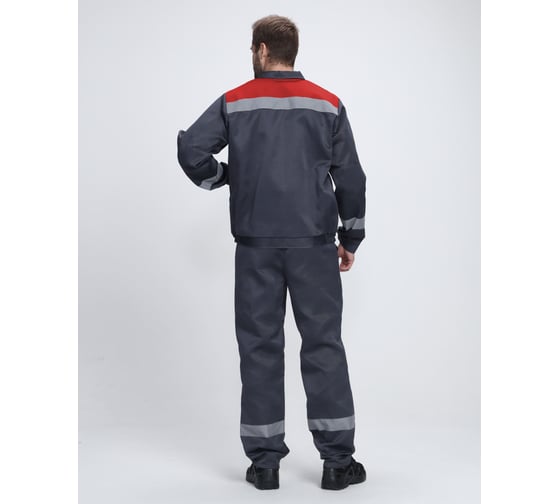 Изображение товара Костюм с брюками Факел Лигор-1 СОП (ткань смесовая, 210) т.серый/красный 87490062.010