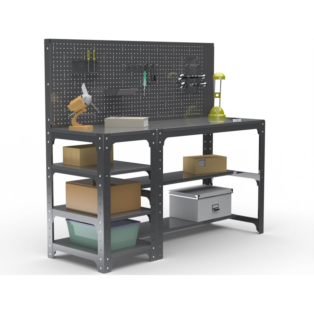 Изображение товара Металлический рабочий стол KIT 750х1400х400 мм с боковыми полками