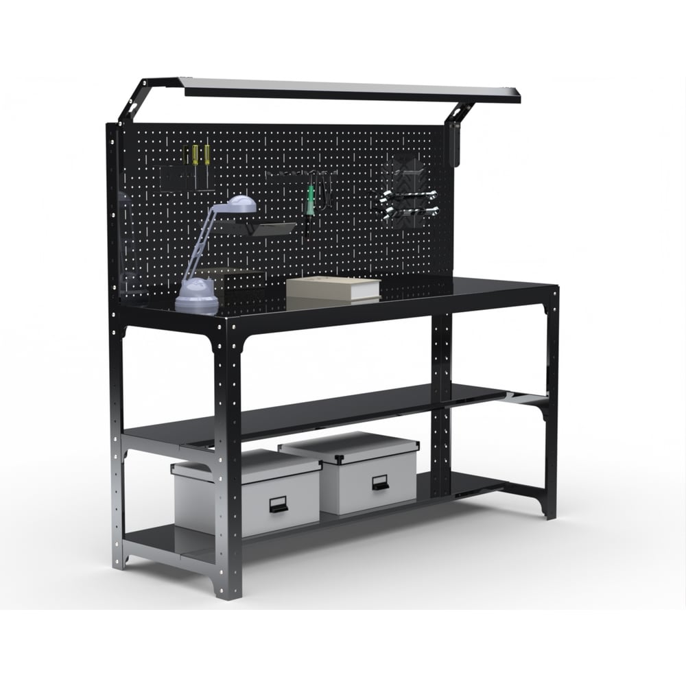 Изображение товара Стол металлический KIT 750x1300x400 мм с перфопанелью и освещением