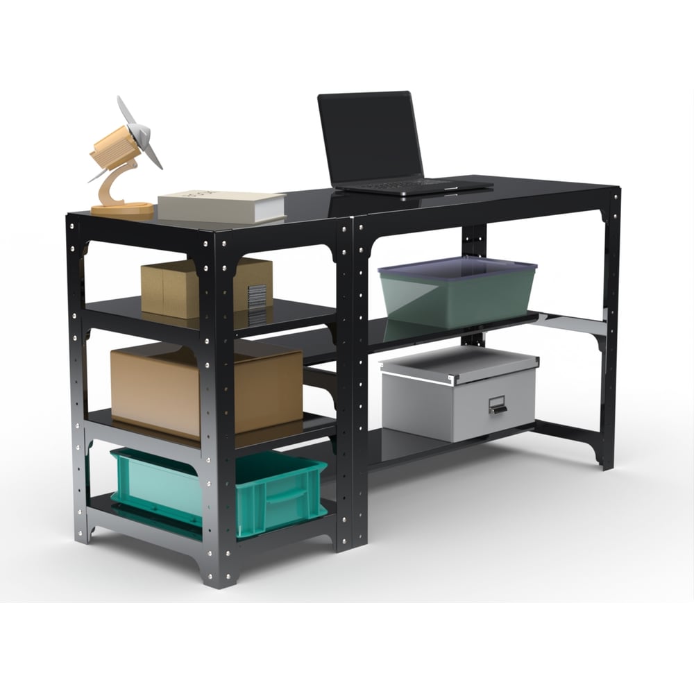 Изображение товара Металлический стол серии KIT 750x1600x600 мм с боковыми полками от ООО Металекс