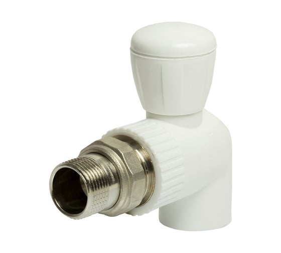 Изображение товара Шаровой кран VRT американка, 25-3/4", угловой, EVER plast, белый 542468