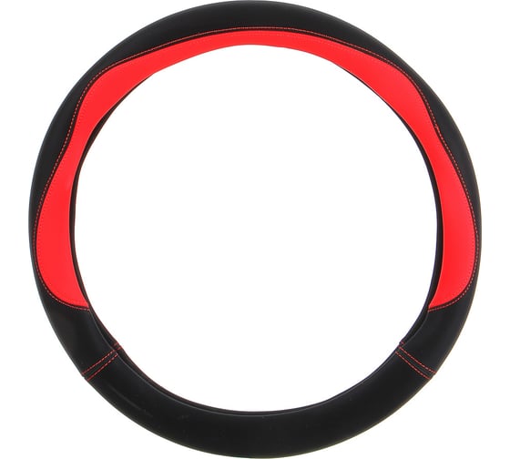 Изображение товара Оплетка руля NEW GALAXY NG экокожа, со вставками «красный», черный, размер М 708-118