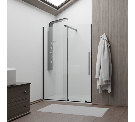 Изображение товара Душевая дверь RGW 140х195 TO-18 B черный/прозрачное/6 мм 41071814-14