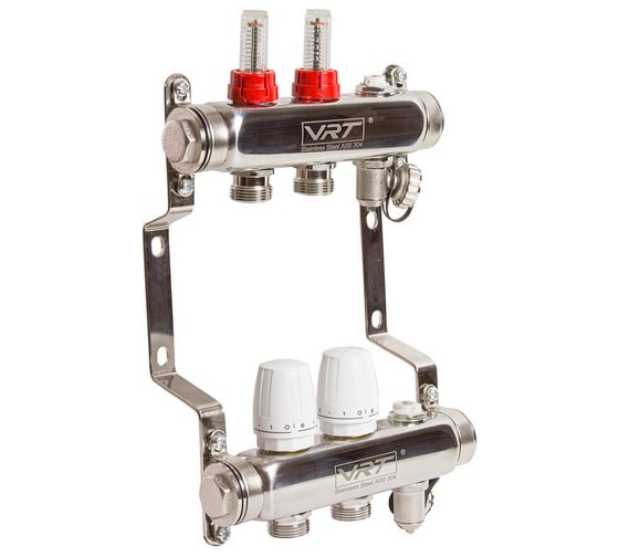 Изображение товара Коллекторная группа VRT 1"х3/4", евроконус, 2 выхода, c расходомерами 530141