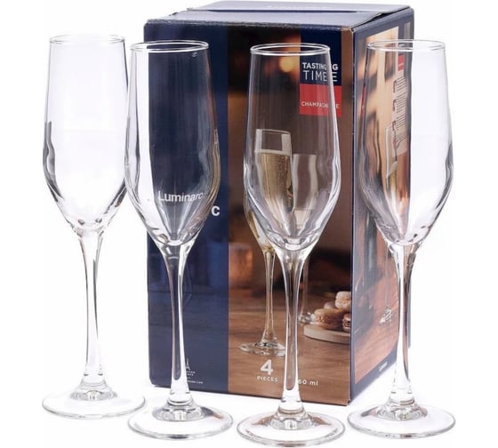 Изображение товара Набор бокалов LUMINARC ВРЕМЯ ДЕГУСТАЦИЙ шампань, 4 шт., 160 мл P6818