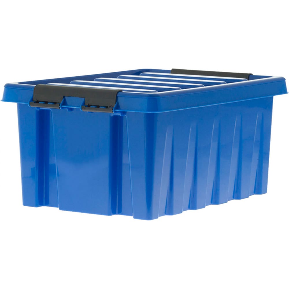 Купить Ящик rox box п/п 415х300х190 мм с крышкой и клипсами синий 18705