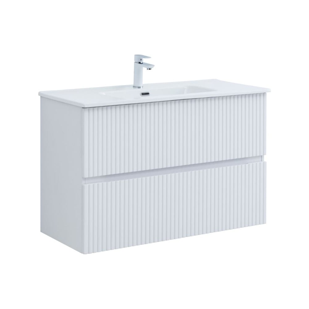 Изображение товара Подвесная тумба для ванны Aquanet Джейн 100 белый матовый с 2 ящиками