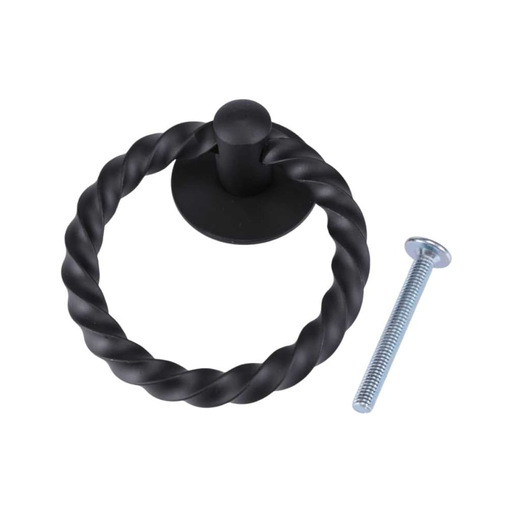 Изображение товара Ручка-кольцо Домарт РК-80 мод.7 сквозной монтаж черная сталь винтаж