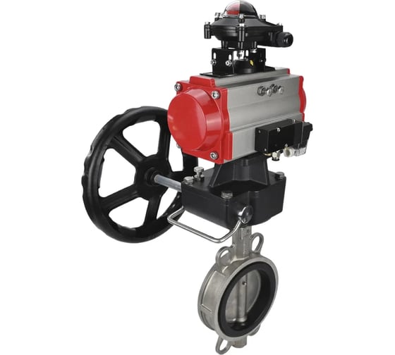 Изображение товара Затвор DN.ru 316L-316L-EPDM Ду300 Ру16 с пневмоприводом, пневмораспределителем, БКВ, дублером D050-13921