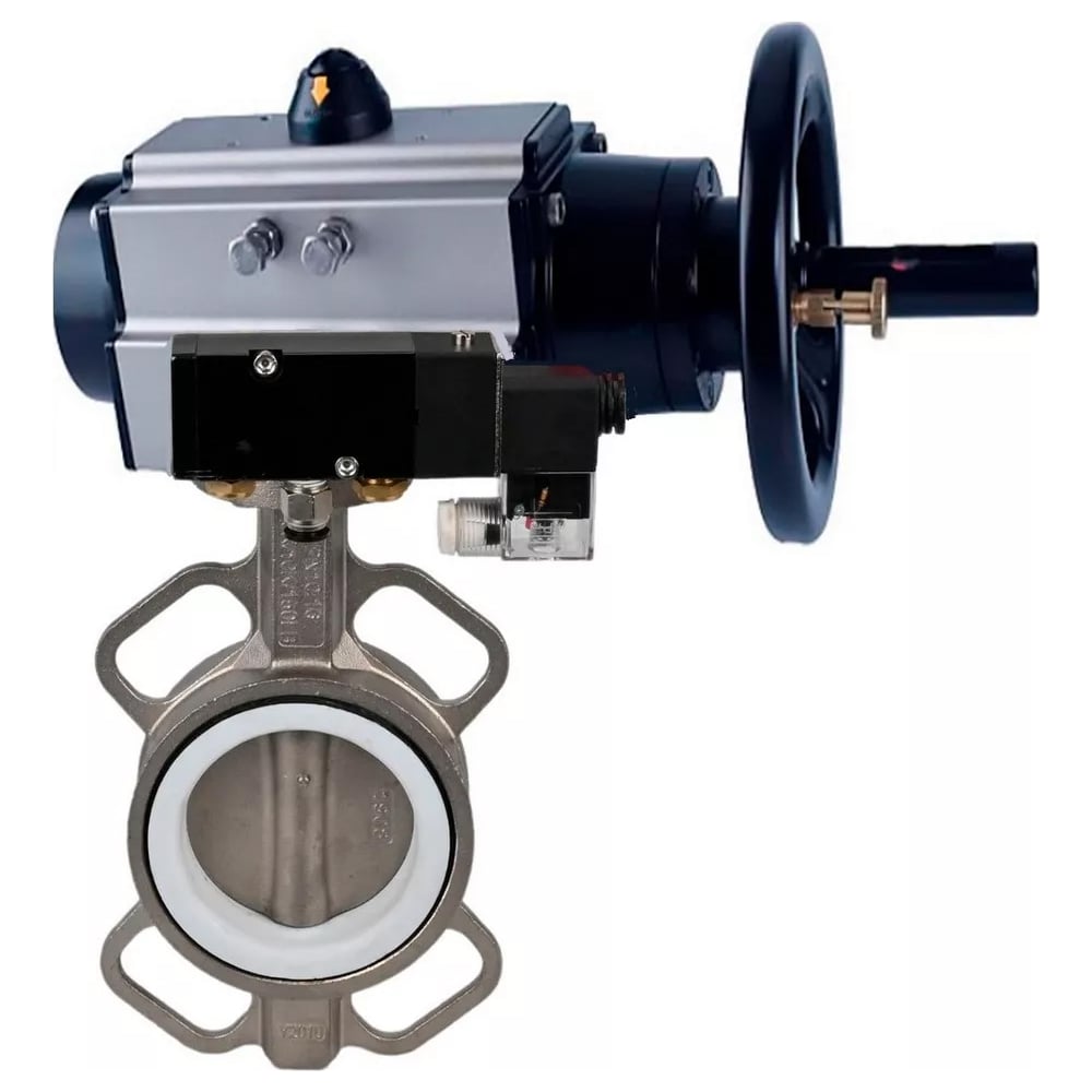 Изображение товара Затвор DN.ru 316L-316L-NBR Ду150 Ру16 с пневмоприводом