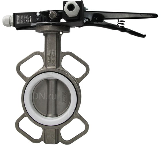 Изображение товара Затвор DN.ru 316L-316L-PTFE Ду40 Ру16 с рукояткой и концевыми датчиками D050-13645