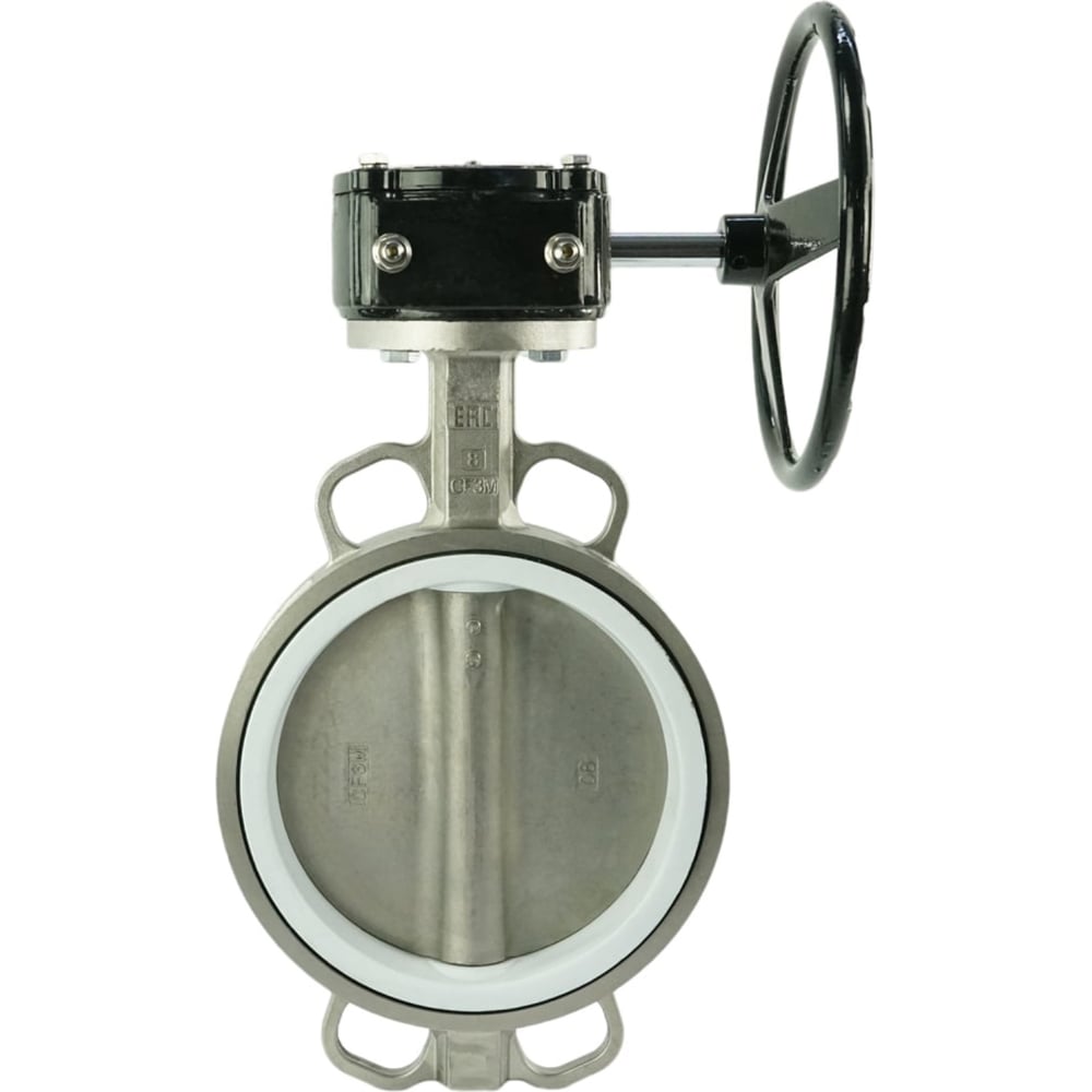 Изображение товара Затвор DN.ru 316L-316L-PTFE Ду40 Ру16 с редуктором профессиональный дисковый стальной