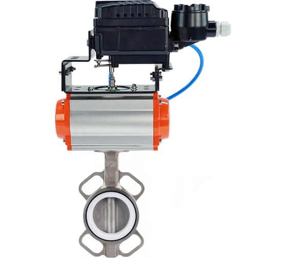 Изображение товара Затвор DN.ru 316L-316L-PTFE Ду250 Ру16 с пневмоприводом, пневмопозиционером D050-09507