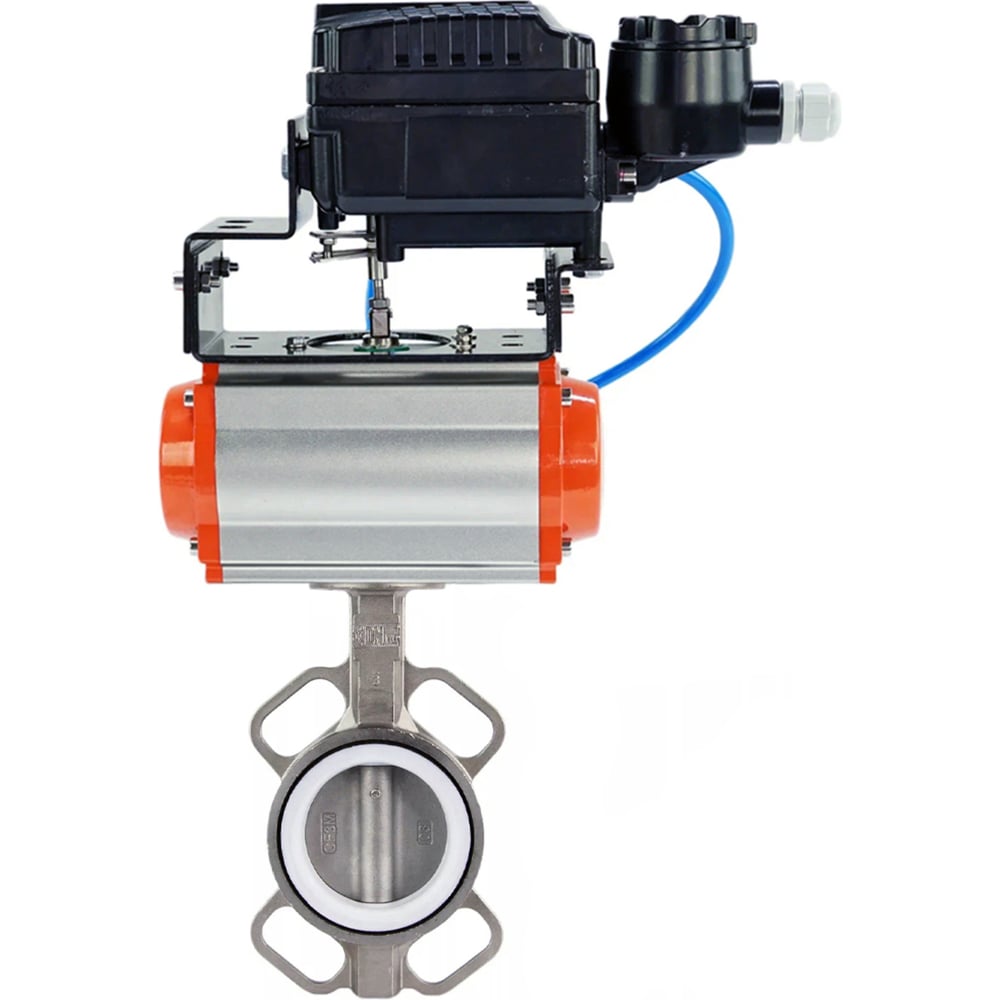 Изображение товара Затвор DN.ru 316L-316L-PTFE Ду300 Ру16 с пневмоприводом и пневмопозиционером
