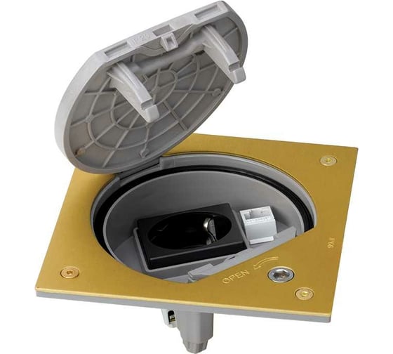 Изображение товара Влагостойкая основа с розеткой Simon, IP66 2PE Schuko К45 RJ45 5e UTP с замком латунь KSE15USEC-23-71