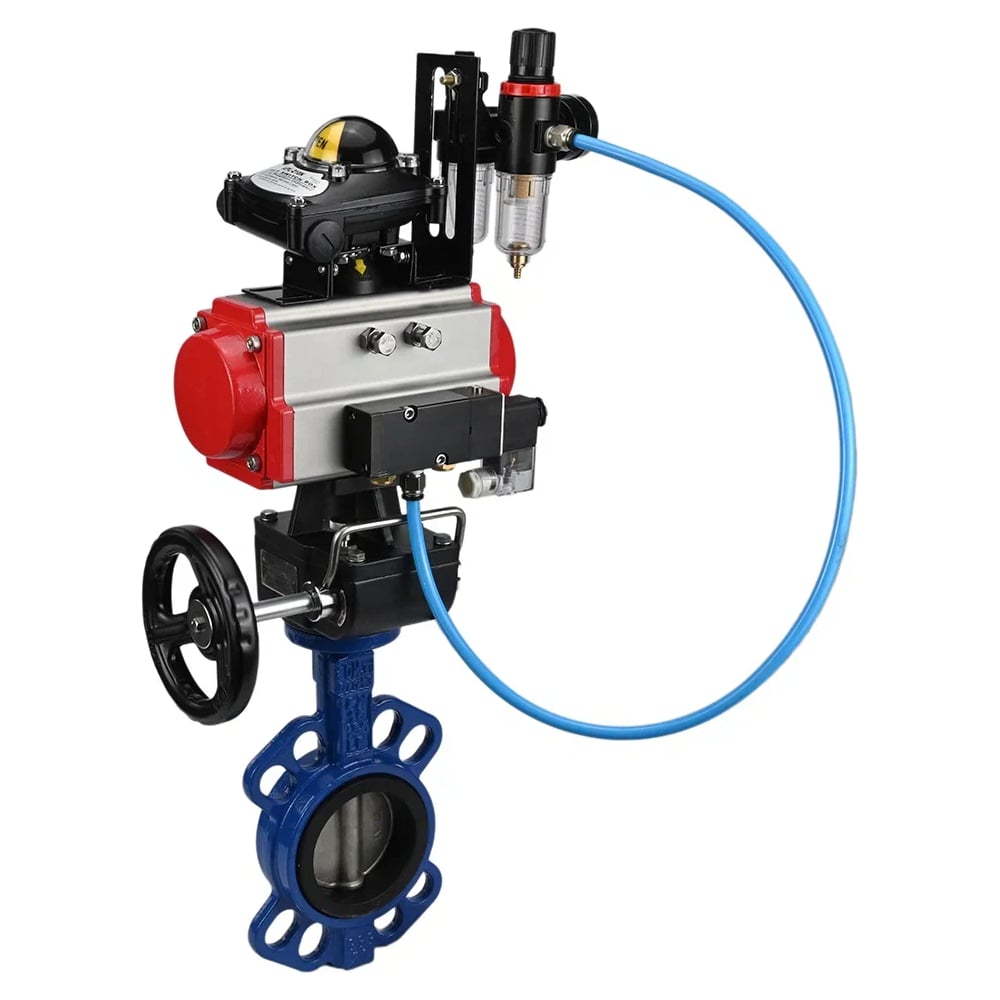 Изображение товара Затвор DN.ru 316L-316L-VITON Ду150 Ру16 с пневмоприводом