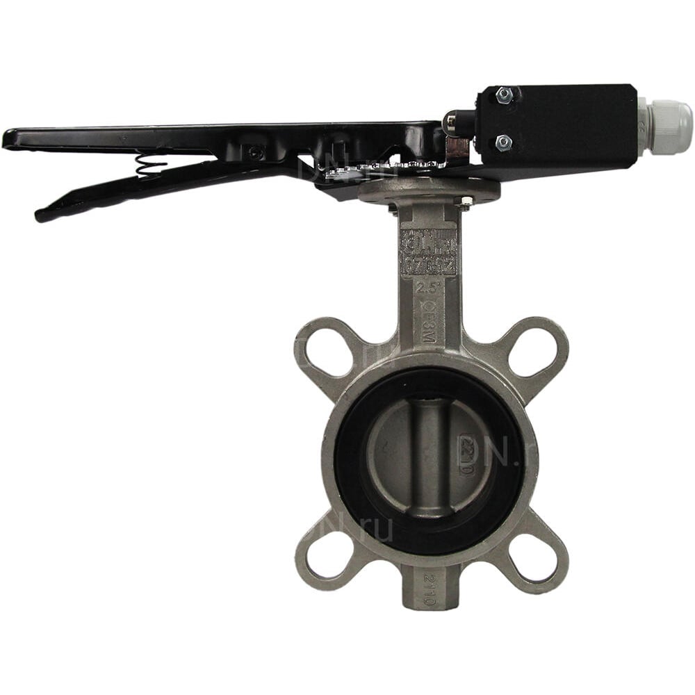 Изображение товара Затвор DN.ru 316L-316L-VITON Ду150 Ру16 с рукояткой и концевыми датчиками D050-13657 Изображение товара Затвор DN.ru 316L-316L-VITON Ду150 Ру16 с рукояткой и концевыми датчиками D050-13657