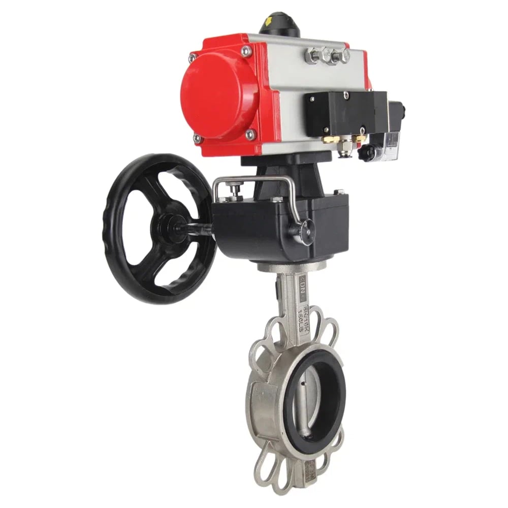 Изображение товара Затвор DN.ru 316L-316L-VITON Ду100 Ру16 с пневмоприводом