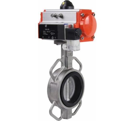 Изображение товара Затвор DN.ru 316L-316L-VITON Ду200 Ру16 с пневмоприводом, пневмораспределителем D050-08448