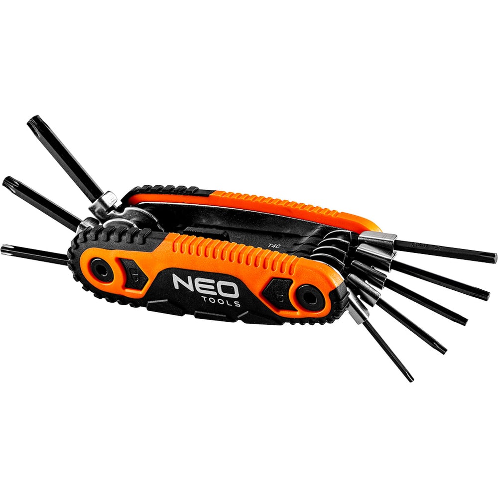 Изображение товара Набор TORX ключей NEO Tools 8 шт с ручкой, T40-T9, складная упаковка