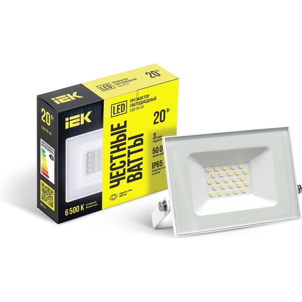 Изображение товара Прожектор LED IEK СДО 06-20 IP65 6500K белый Изображение товара Прожектор LED IEK СДО 06-20 IP65 6500K белый