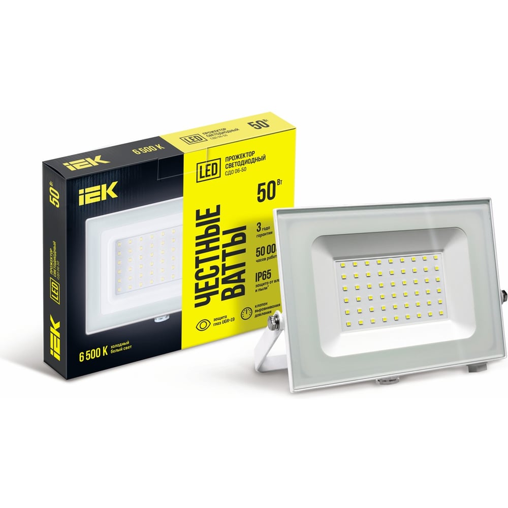 Изображение товара Прожектор LED IEK СДО 06-50 IP65 50 Вт белый холодный свет уличный