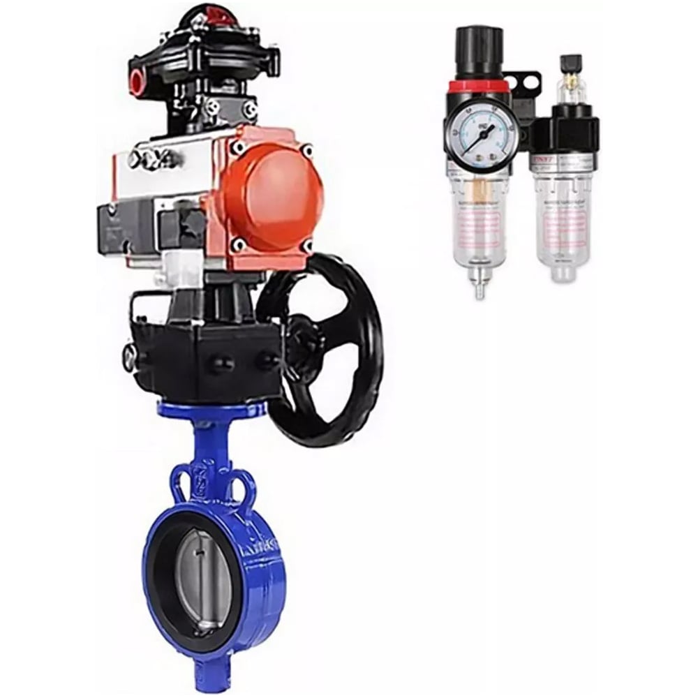 Изображение товара Затвор DN.ru AL-316L-EPDM Ду25 Ру16 с пневмоприводом