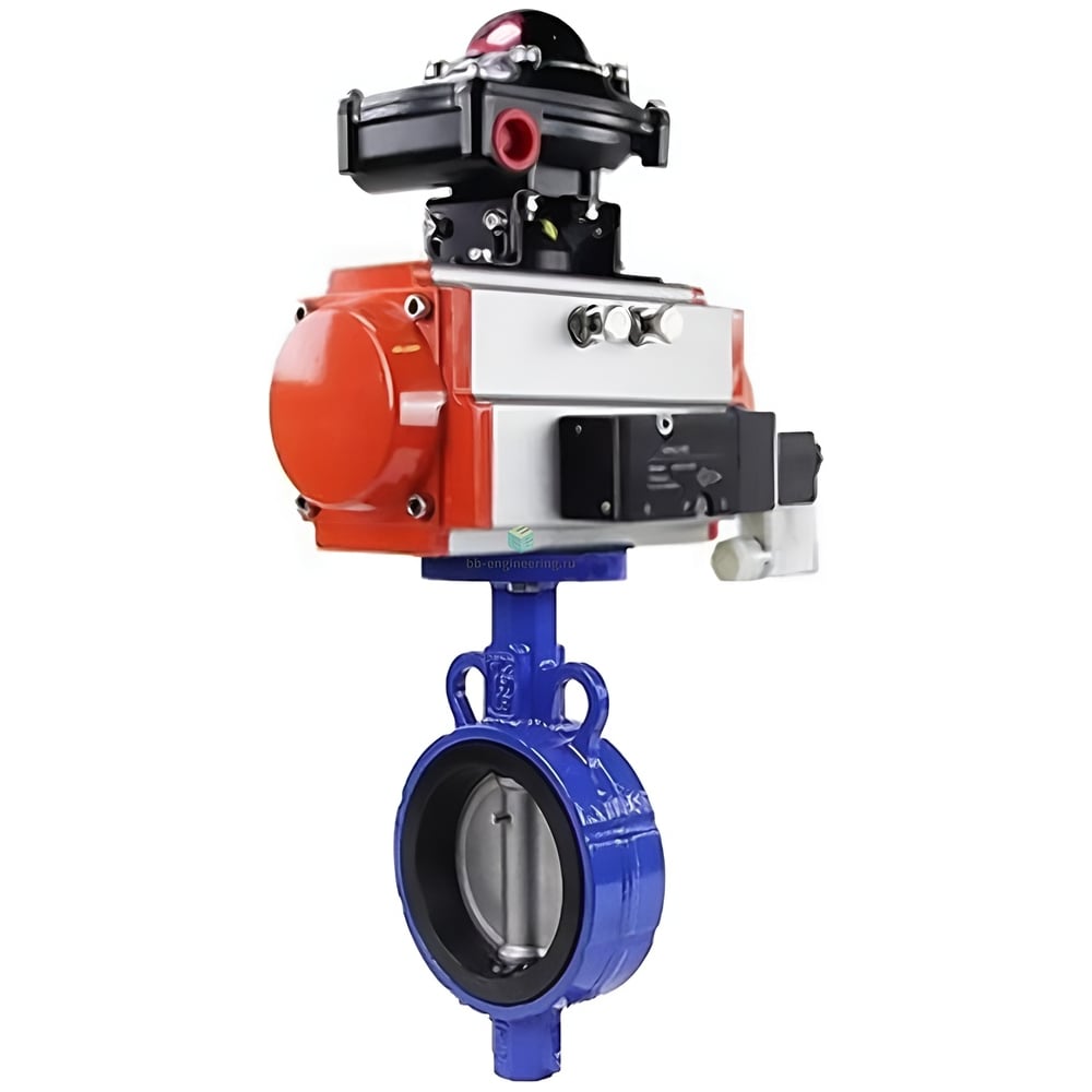 Изображение товара Затвор DN.ru AL-316L-EPDM Ду25 Ру16 с пневмоприводом, пневмораспределителем, БКВ D050-14707