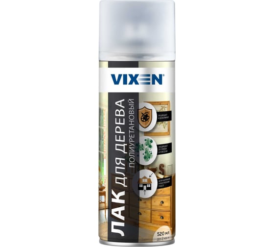 Изображение товара Полиуретановый лак для дерева Vixen аэрозоль 520 мл VX24005