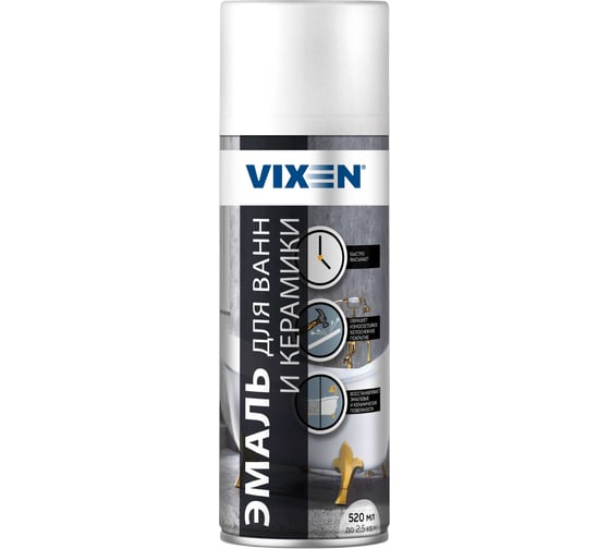 Изображение товара Эмаль для ванн и керамики VIXEN аэрозоль, белый, 520 мл VX55002